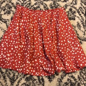 F21 rusty red polka dot flirty skater skirt